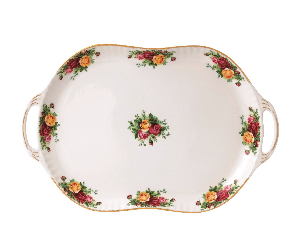 Old Country Roses Handled Serving Platter